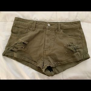 Army green jean shorts